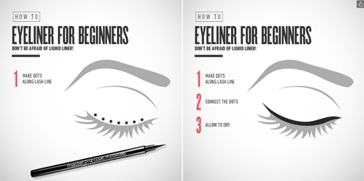  Nếu dùng eyeliner dạng lỏng thì hãy bắt đầu bằng những chấm nhỏ, sau đó nối chúng lại. (Ảnh: Internet)