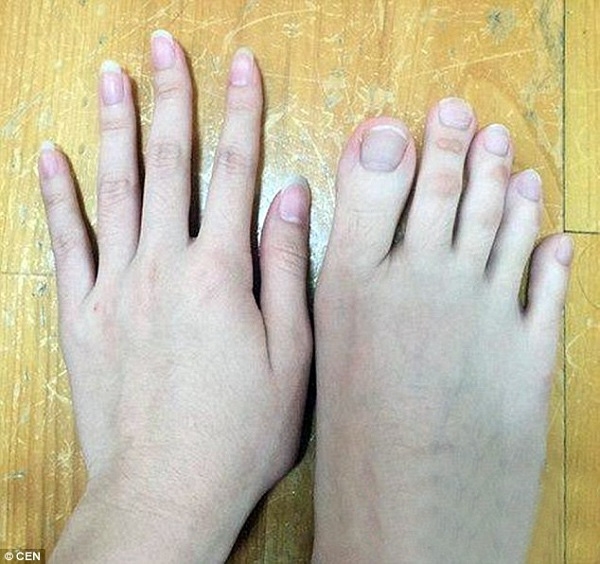 Độ dài ngón chân chỉ ngắn hơn ngón tay một chút.