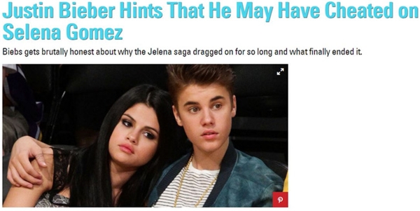 Đã có không ít tin tức về chuyện Justin Bieber phản bội Selena Gomez