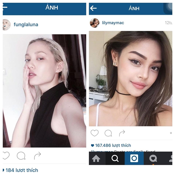 Cô từng tự đăng ảnh của mình và hot girl Lily Maymac để so sánh sự khác biệt. (Ảnh: Internet)