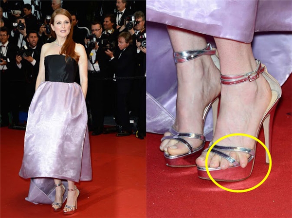 Julianne Moore với ngón chân út lọt ra khỏi giày trong lễ hội phim Cannes 2013 đối với nhiều người là một cảnh tượng khiến họ không thể nhịn cười.