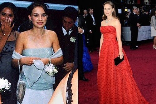 
	
	Natalie Portman đáng yêu trong chiếc váy quây màu xanh nhạt tại đêm prom. 