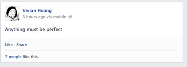 
	
	Trước khi xảy ra vụ tai nạn 3 tiếng, Hoàng Yến vẫn cập nhật trạng thái trên Facebook: "Anything must be perfect.." - Tin sao Viet - Tin tuc sao Viet - Scandal sao Viet - Tin tuc cua Sao - Tin cua Sao