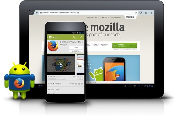 Firefox được cài sẵn trên một số thiết bị chạy Android