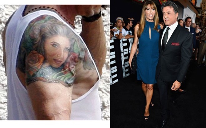 
	
	Kỷ niệm 10 năm ngày cưới, Sylvester Stallone đã xăm chân dung cô vợ thứ 3 Jennifer Flavin lên bắp tay phải. May mắn cho ngôi sao Rocky là đến thời điểm này, đó vẫn chưa phải là một sai lầm.