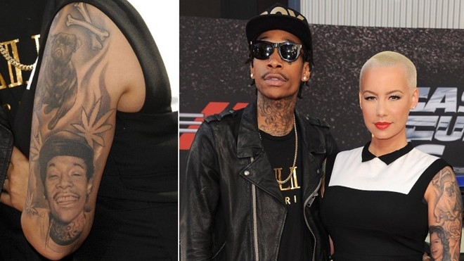
	
	Amber Rose cũng "khắc" chân dung chồng - rapper Wiz Kalifa - trên da thịt.