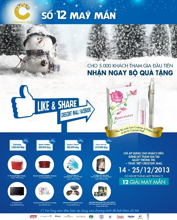 Like & Share Facebook Crescent Mall – Vui Giáng Sinh, Rinh Quà Hot!
