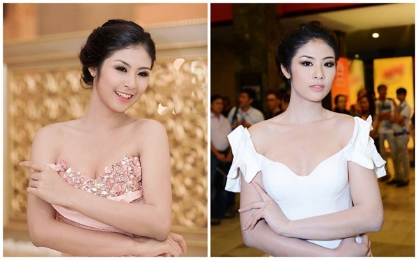 
	
	Hoa hậu Ngọc Hân lộ nhược điểm vòng 1 'lép kẹp' khi diện đầm cúp ngực.