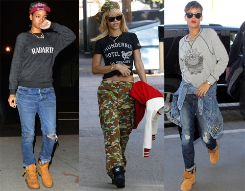 
	
	Rihanna ăn mặc phù hợp với cá tính mạnh mẽ, dữ dội của cô.