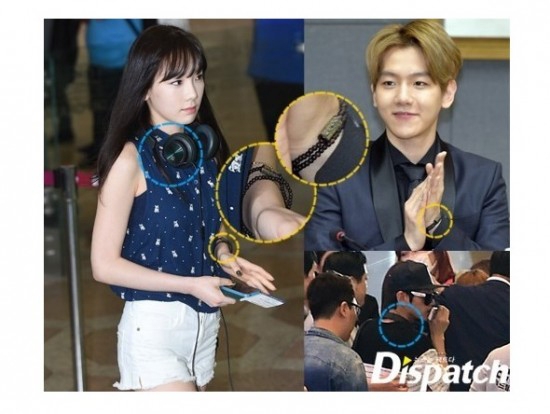 
	
	Đồ đôi của Taeyeon và Baekhyun cũng bị Dispatch "soi" tới