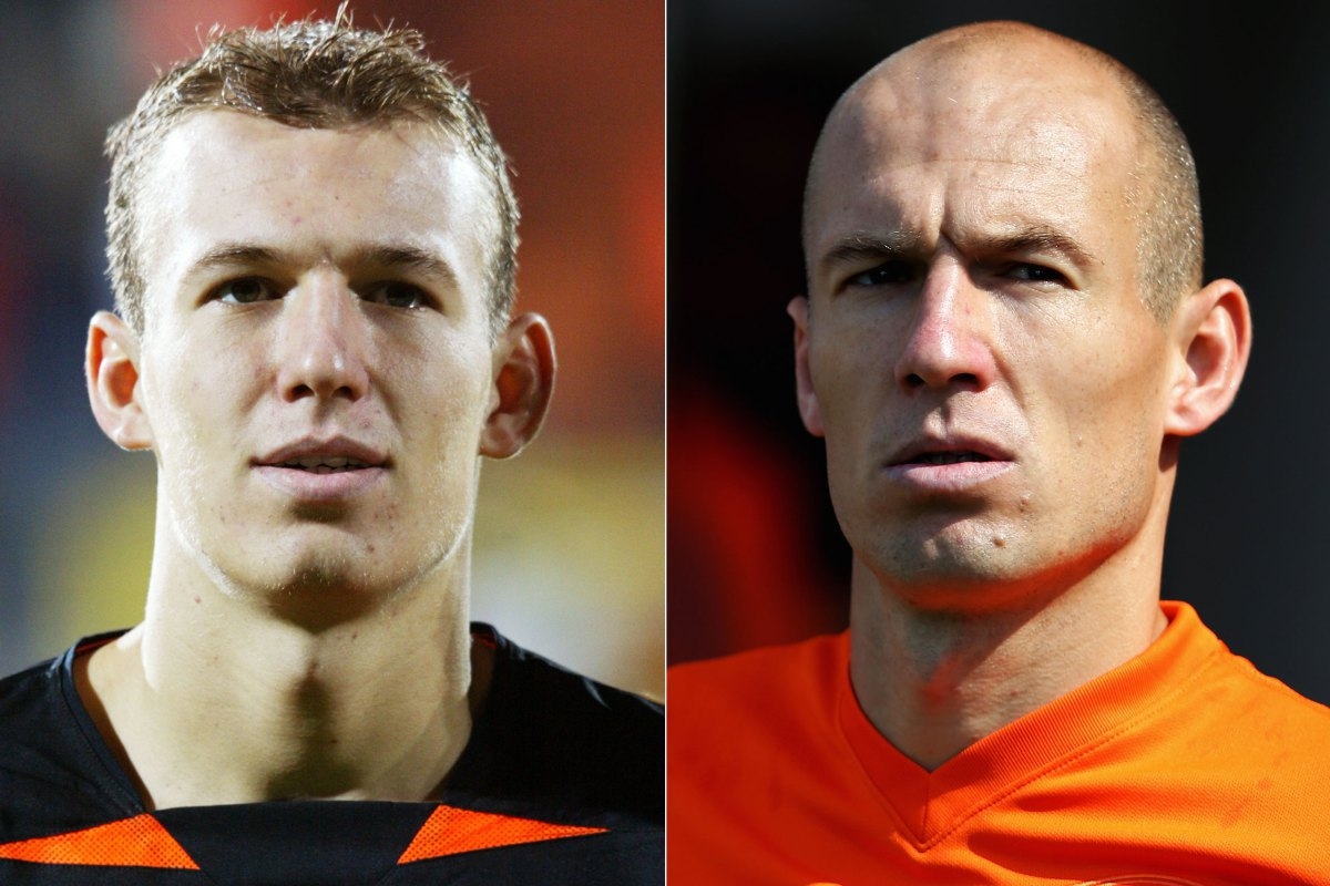 
	
	Arjen Robben trẻ trung ở năm 2002 và một Arjen Robben tại World Cup 2014 khoác áo "cơn lốc màu da cam" Hà Lan 