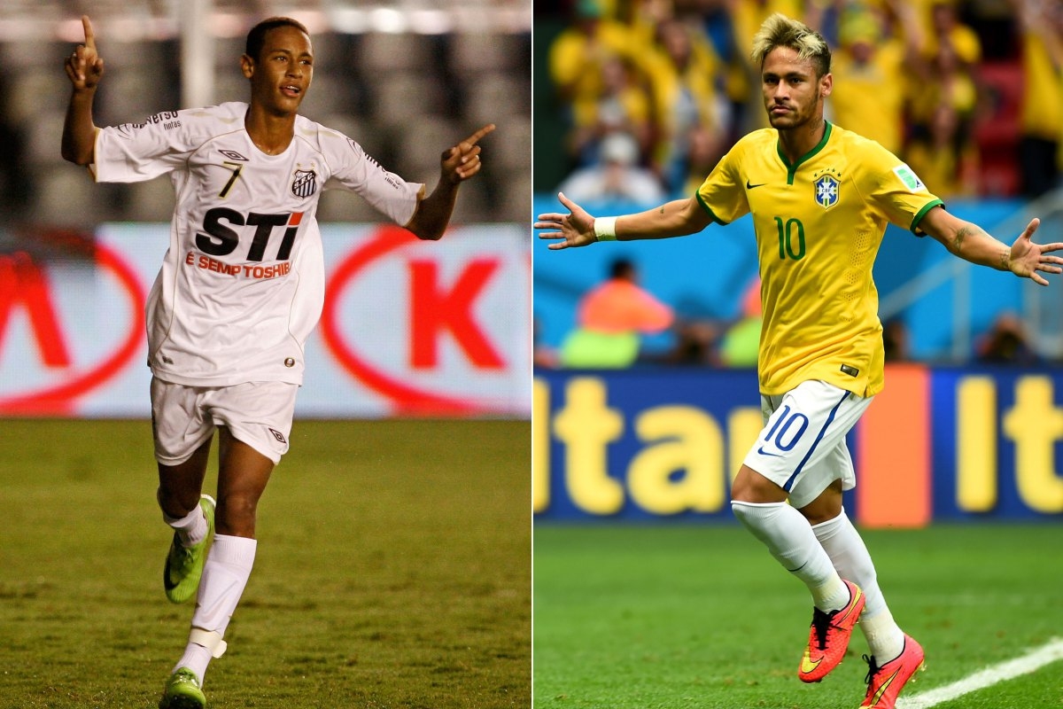 
	
	Neymar ở năm 2009 và một Neymar đầy phong độ đang tranh tài trong màu áo Brasil tại World Cup 2014. Anh chàng này cũng được người hâm mộ đưa vào danh sách những chàng cầu thủ có gu ăn mặc" chuẩn không cần chỉnh" luôn đấy.