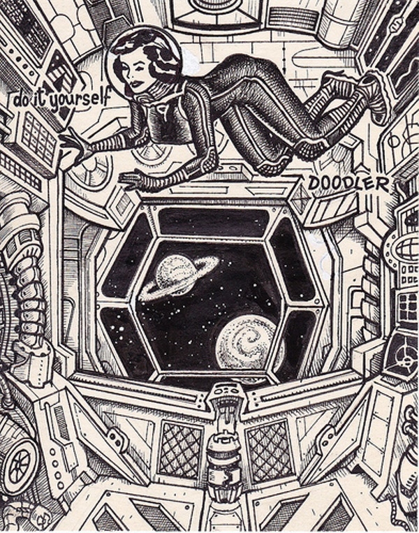 
	
	Một nữ phi hành gia đang lơ lửng giữa không gian