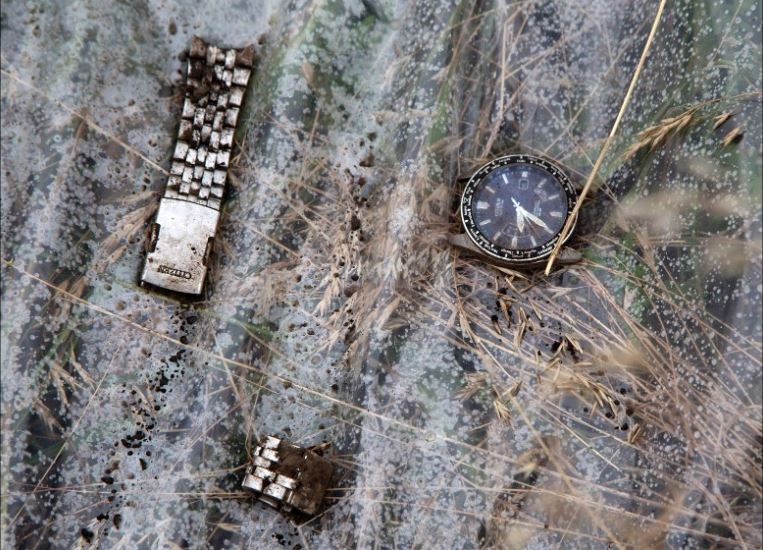 
	
	Những mảnh còn sót lại của một chiếc đồng hồ đeo tay.