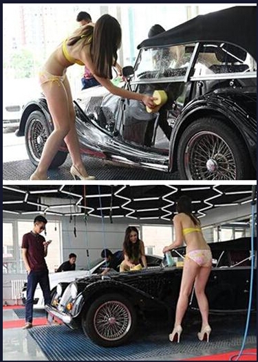 Dịch vụ rửa xe trong trang phục... bikini