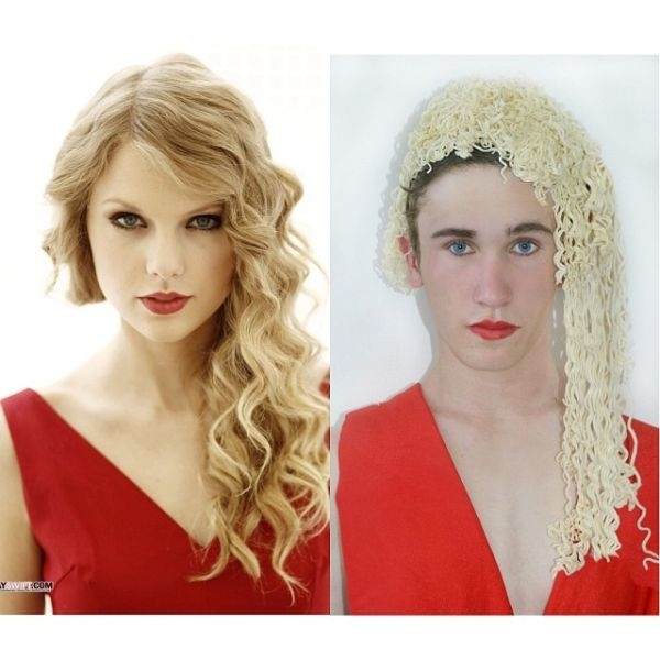 
	
	Mái tóc vàng óng quyến rũ của Taylor Swift đã biến thành...những sợi mì ăn liền