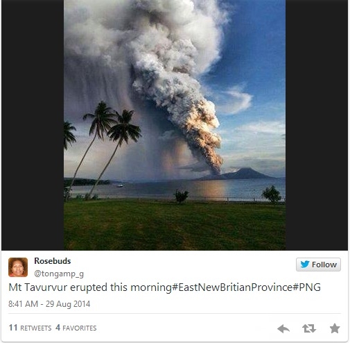 Núi lửa phun trào ở Papua New Guinea