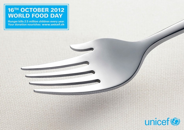 
	
	Ngày 16 tháng 10 năm 2012 đã trở thành "Ngày thức ăn" của toàn thế giới. Đây là một poster của UNICEF kêu gọi sự quyên góp thức ăn hỗ trợ cho người nghèo.