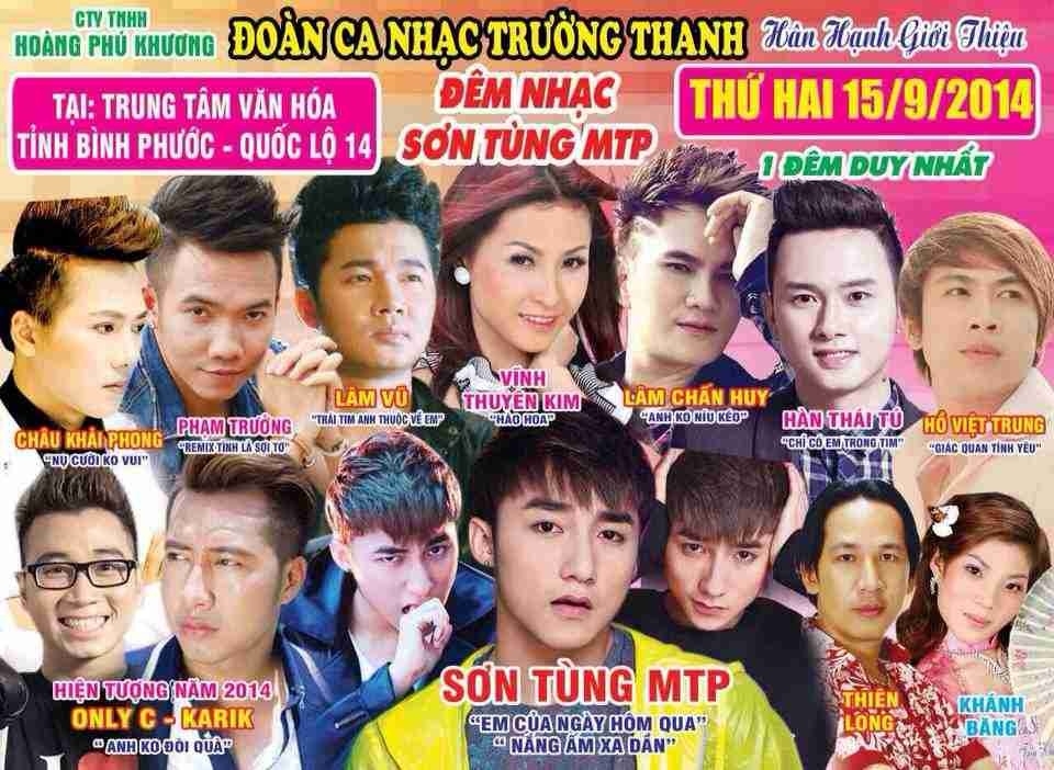 
	
	Băng-rôn quảng cáo chương trình ca nhạc tại Bình Phước có sự tham gia của Sơn Tùng M-TP  - Tin sao Viet - Tin tuc sao Viet - Scandal sao Viet - Tin tuc cua Sao - Tin cua Sao