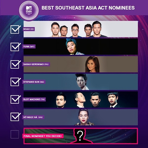
	
	Bảng danh sách nghệ sĩ tham dự MTV EMA 2014 do Thái Lan công bố.