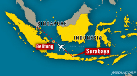
	
	Vị trí ước lượng nơi máy bay AirAsia mất tích. Đồ hoạ: MediaCorp