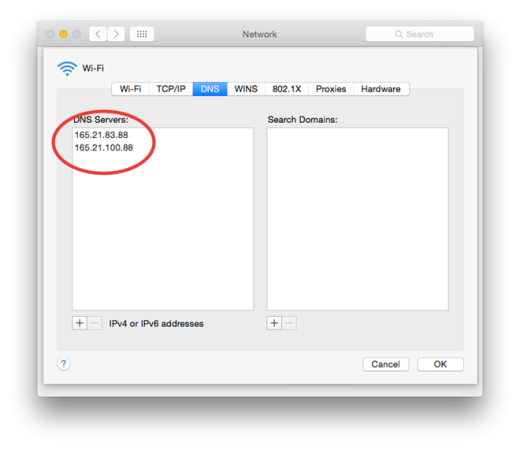 
	
	Thêm DNS mới trên máy tính chạy Mac OS.