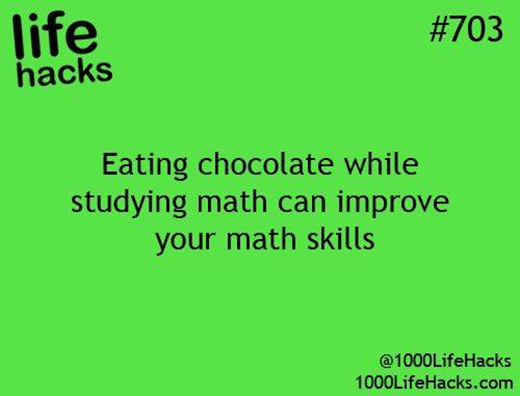
	
	Và cuối cùng, hãy ăn sô cô la trong khi học toán có thể cải thiện khả năng toán học của bạn.