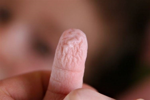 
Nhiều người nghĩ rằng do da bạn hấp thụ nước, nhưng không phải vậy, đây chỉ là cách ngón tay phản ứng lại để giúp chúng ta cầm nắm đồ vật dưới nước tốt hơn. (Ảnh: Internet)