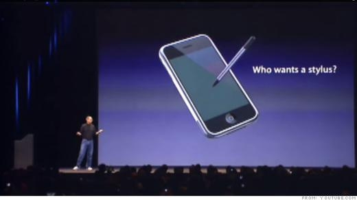 
	
	Steve Jobs mỉa mai bút cảm ứng trong hội thảo Macworld tại San Francisco.