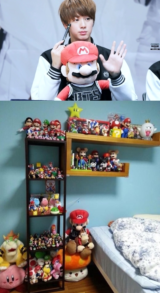 
	
	Nếu nhìn thấy bộ sưu tập đại gia đình Mario trong phòng của Jin (BTS), hẳn Junhyung (Beast) sẽ rất bất ngờ và ganh tỵ.