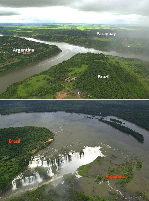 
	
	Ngã ba sông giữa ba quốc gia (ảnh trên) và thác Iguazu