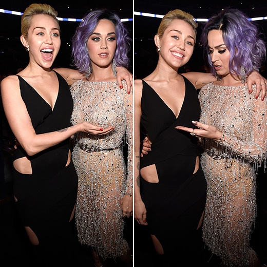 
	
	Miley Cyrus và Katy Perry đã có một màn “khoe” vòng 1 cho nhau rất hài hước