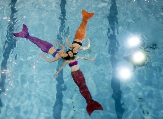 
	
	Trường AquaMermaid chuyên mở các khóa hướng dẫn học viên mọi lứa tuổi bơi, lặn trong trang phục nàng tiên cá.