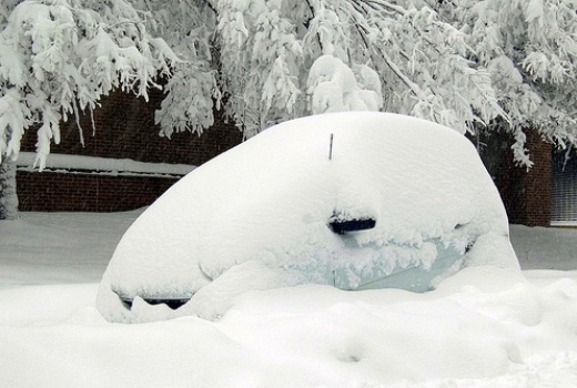 
	
	Chiếc xe dường như biến mất trong tuyết trắng