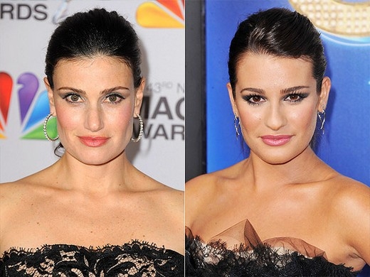 
	
	Lea Michele và Idina Menzel trông giống nhau đến mức nhà sản xuất Glee đã mời Menzel đóng vai mẹ của Rachel (Lea Michele thủ vai) trong series phim truyền hình này bởi không còn ai có thể phù hợp hơn.
