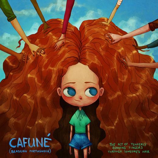 
	
	Cafuné là một từ trong ngôn ngữ Brazil – Bồ Đào Nha, có nghĩa là hành động luồn những ngón tay nhẹ nhàng vào mái tóc của một người con gái.