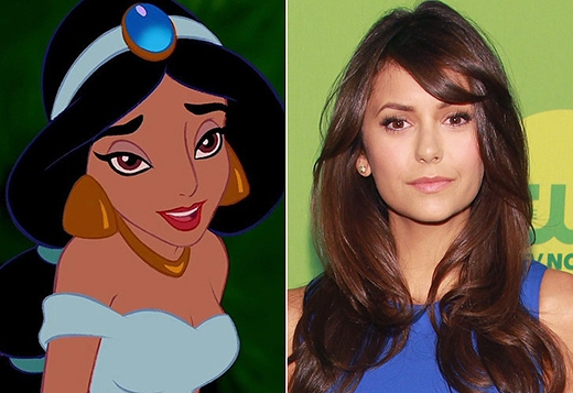 
	
	Khó ai có thể giống với nàng công chúa Jasmine hơn nữ diễn viên Nina Dobrev. Từ đôi mắt đến chân mày của Nina đều trùng khớp hoàn hảo với Jasmine.