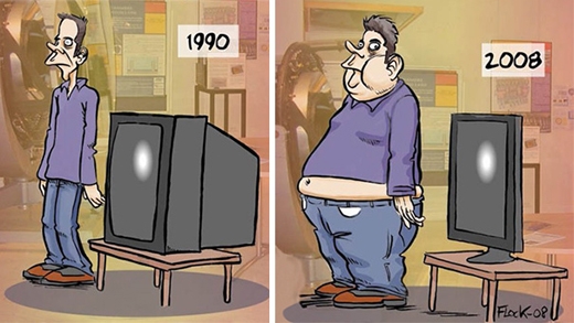 
	
	Truyền hình thì càng mỏng nhưng con người thì ngày càng bị béo phì.