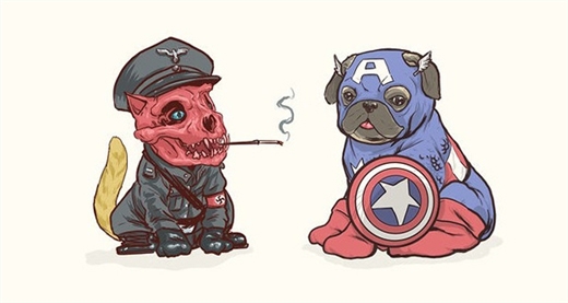 
	
	Cuộc gặp mặt hiếm thấy giữa Red Skull và Captain America (chó Pug)
