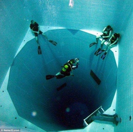 
	
	Chiếc hồ bơi sâu 34 mét, được xem là hồ bơi sâu nhất thế giới.
