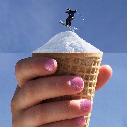 
	
	Một người đàn ông đang trượt trên li kem mát lạnh.
