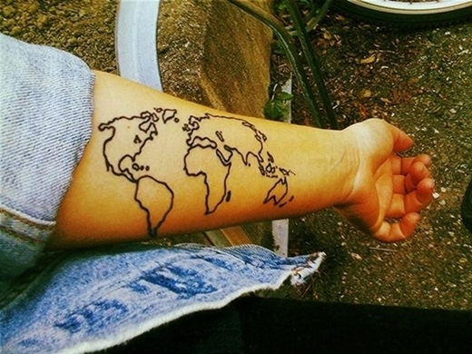 
	
	Đánh dấu hẳn cả bản đồ thế giới lên tay.