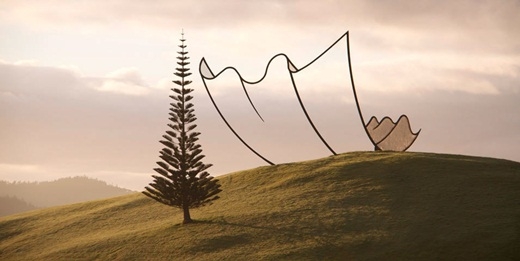 
	
	Một nghệ sĩ nghệ thuật ứng dụng ở New Zealand đã tạo ra kiến trúc hoạt hình bằng thép có đường nét như một tờ giấy rơi xuống từ trên trời.