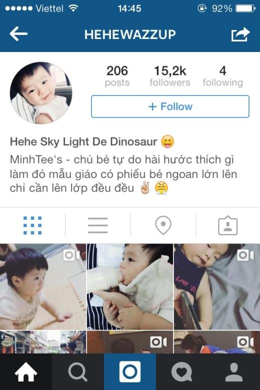 
	
	Trang Instagram của Hehe thu hút hơn 15.000 người theo dõi.