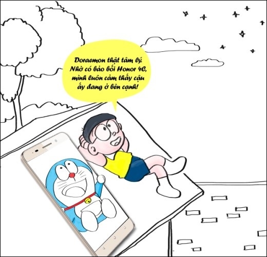 
	
	Với món bảo bối thần kì Honor 4C bên cạnh như một người bạn không thể tách rời, Nobita luôn có cảm giác Doraemon vẫn luôn còn ở bên, lo lắng, quan tâm và giúp đỡ cậu…