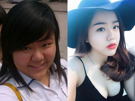 
	
	Hình ảnh Minh Châu trước và sau khi giảm cân. Ảnh: FBNV.