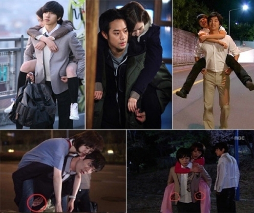 
Hầu hết các cảnh cõng trong phim Hàn Quốc, nam chính luôn giữ cho bàn tay ở mức an toàn nhất, thể hiện sự tôn trọng cũng như trân trọng đối với bạn diễn nữ.