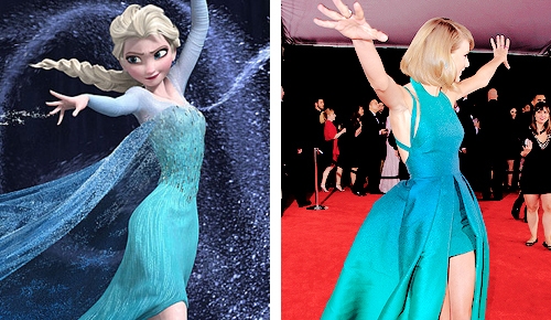 
Chiếc váy xanh cùng động tác của giọng ca Blank Space khiến nhiều người liên tưởng đến nữ hoàng Elsa của bộ phim Frozen.