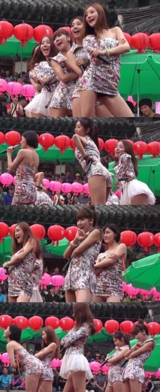 
Trình diễn trong chương trình mừng Tết Đoan Ngọ năm 2013, các cô gái Lay-T bị “ném đá” không thương tiếc do trang phục được nhận xét là phản cảm.