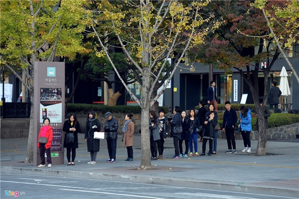 
Người Hàn Quốc chờ xe bus cũng xếp hàng trật tự. Khi xe tới, họ từ từ bước lên quẹt thẻ, trả phí rồi ngồi đúng vị trí. Thanh niên luôn có ý thức nhường chỗ cho người già, phụ nữ, trẻ em và đặc biệt là phụ nữ mang thai.